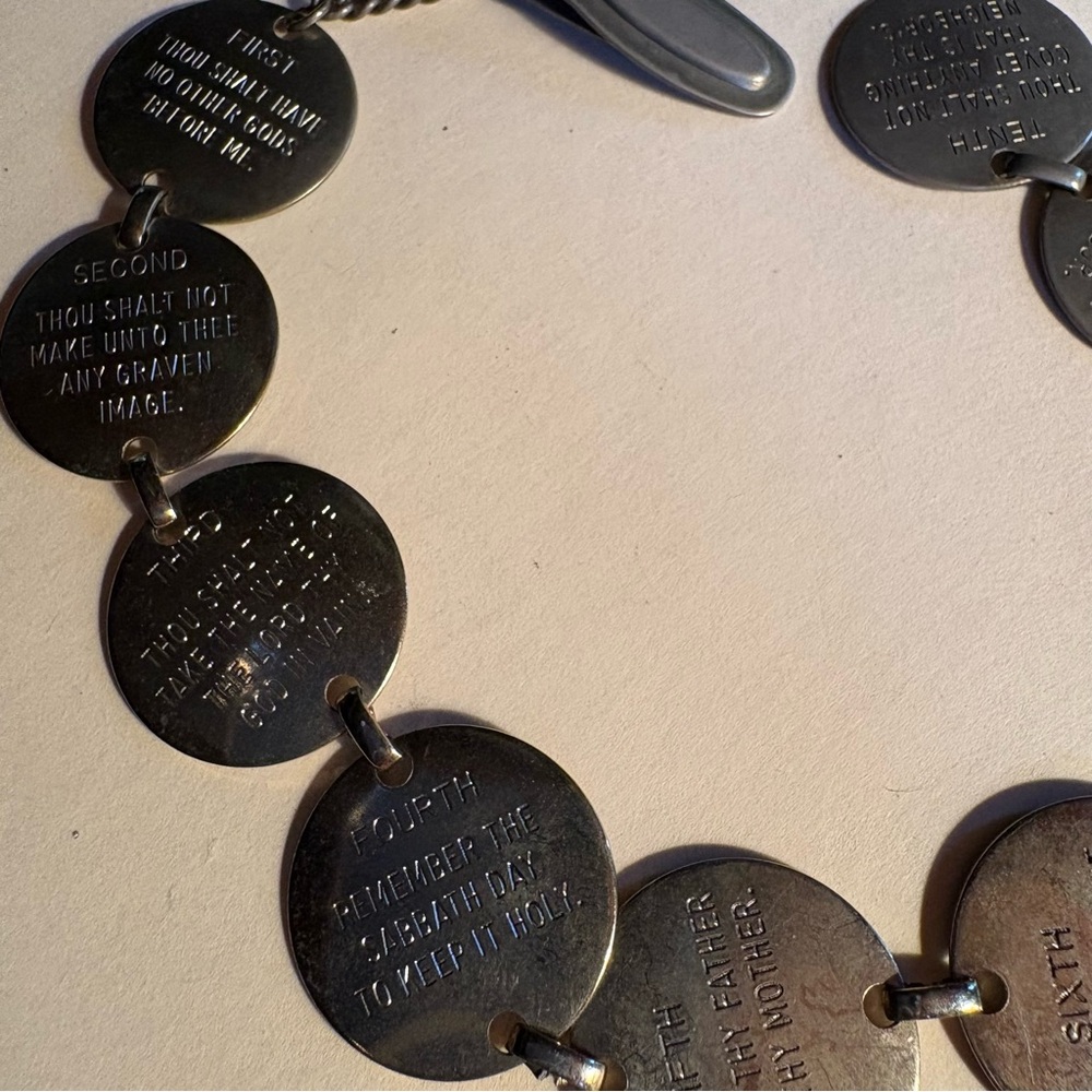 Ten Commandments Silver Disc Bracelet - image 2